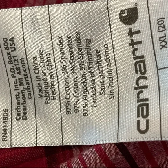 CARHARTT WOMENS PLAID BLOUSE SIZE XXL - Picture 5 of 5